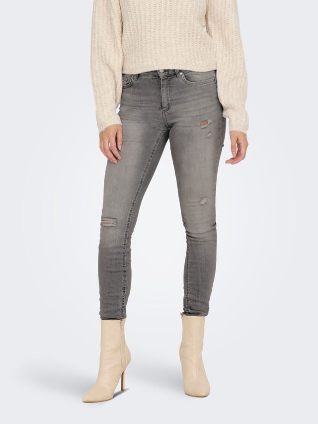 ONLY ONLBLUSH MID Waist SKinny AnKle RaW Destroyed Jeans - 15282313