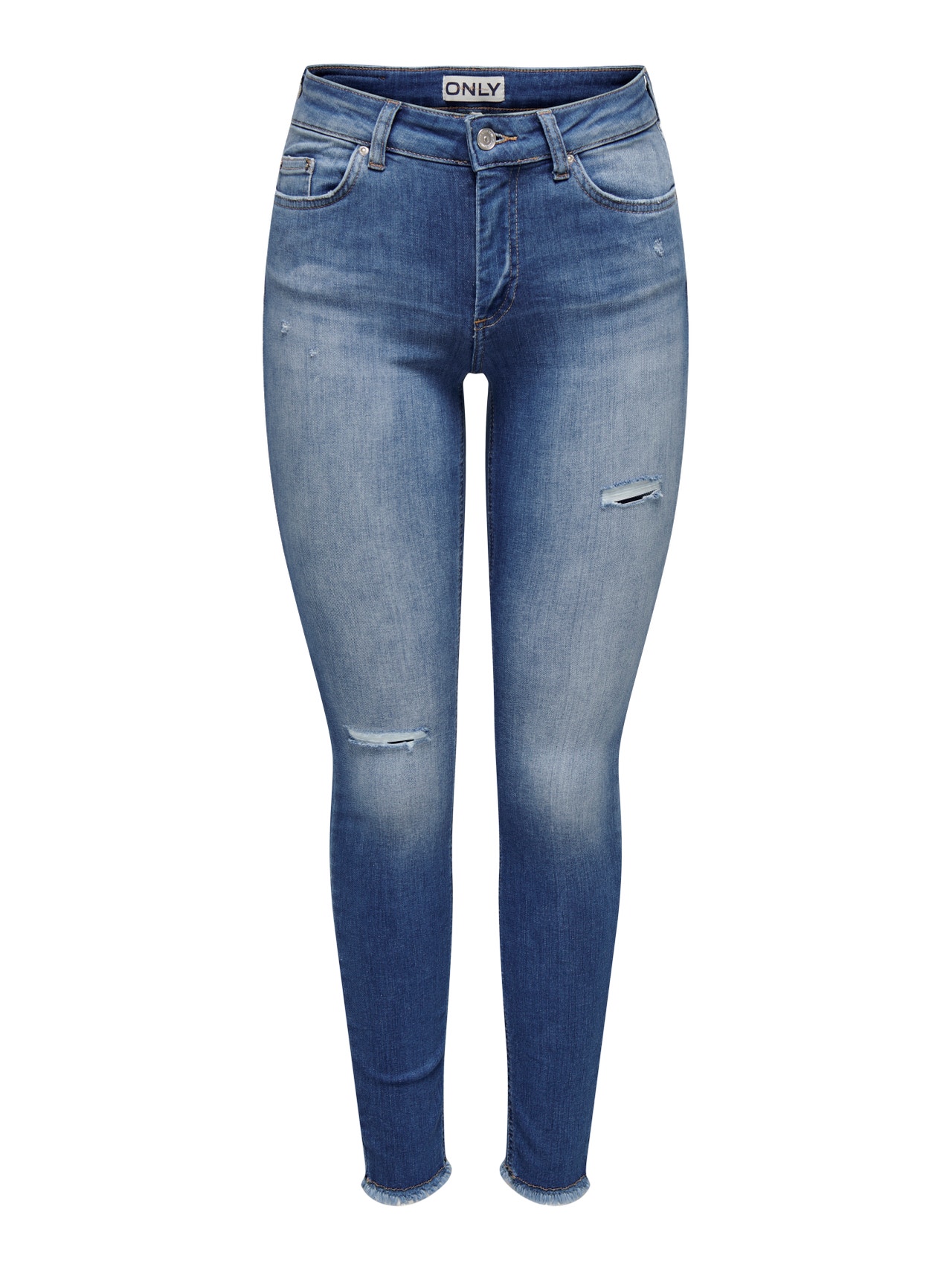 ONLY Jeans Skinny Fit Taille moyenne Ourlet brut -Medium Blue Denim - 15282335