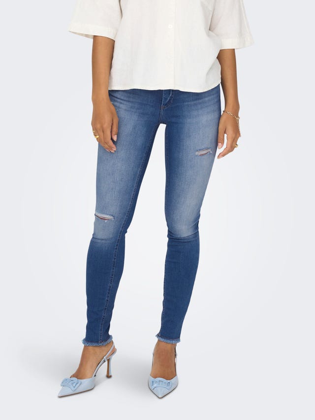ONLY Skinny Fit Mittlere Taille Offener Saum Jeans - 15282335