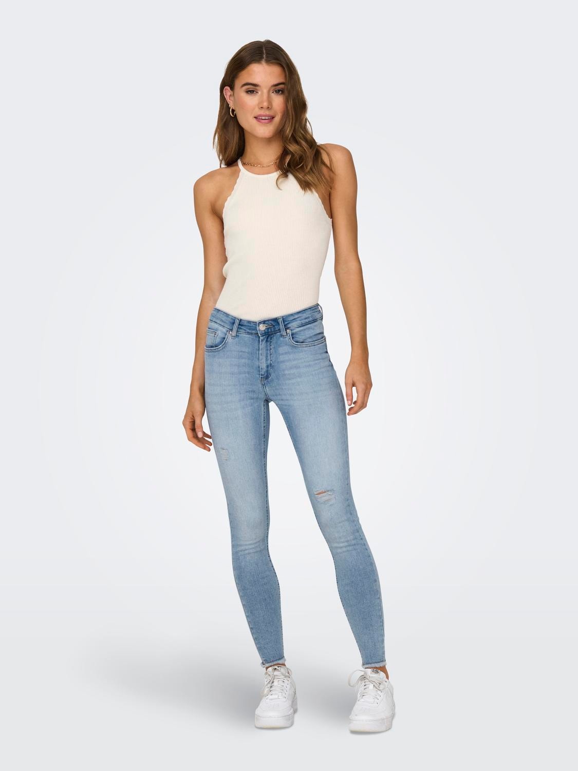 ONLY Skinny Fit Mittlere Taille Jeans -Light Medium Blue Denim - 15282346