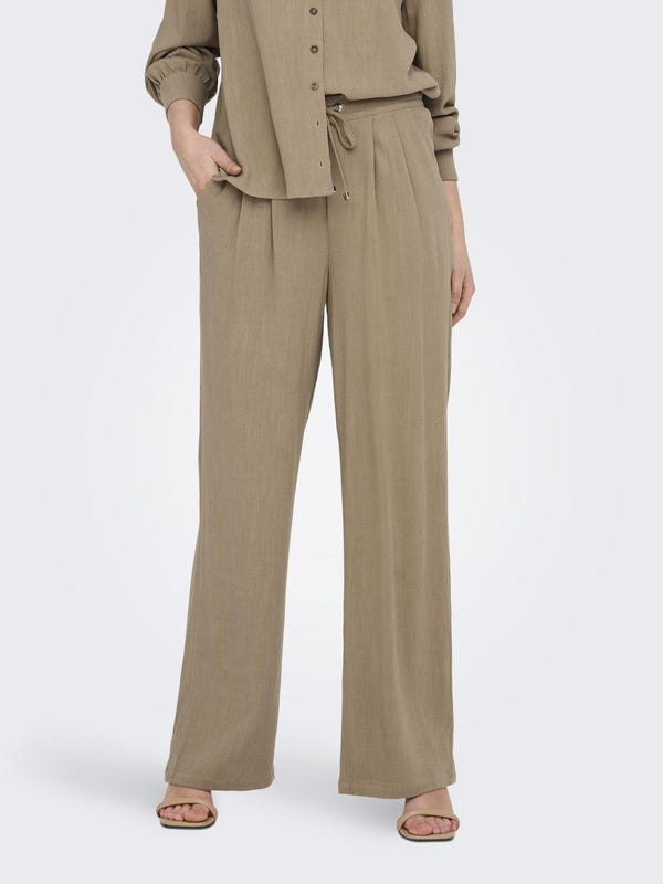 Linen ankle Trousers with discount! ONLY®