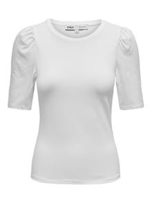 ONLY Regular fit O-hals Pofmouwen Top -White - 15282484