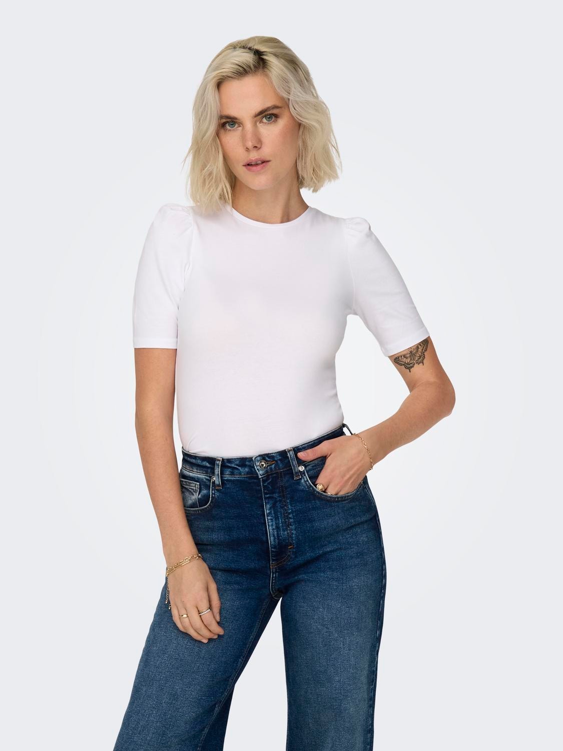 ONLY O-hals top -White - 15282484