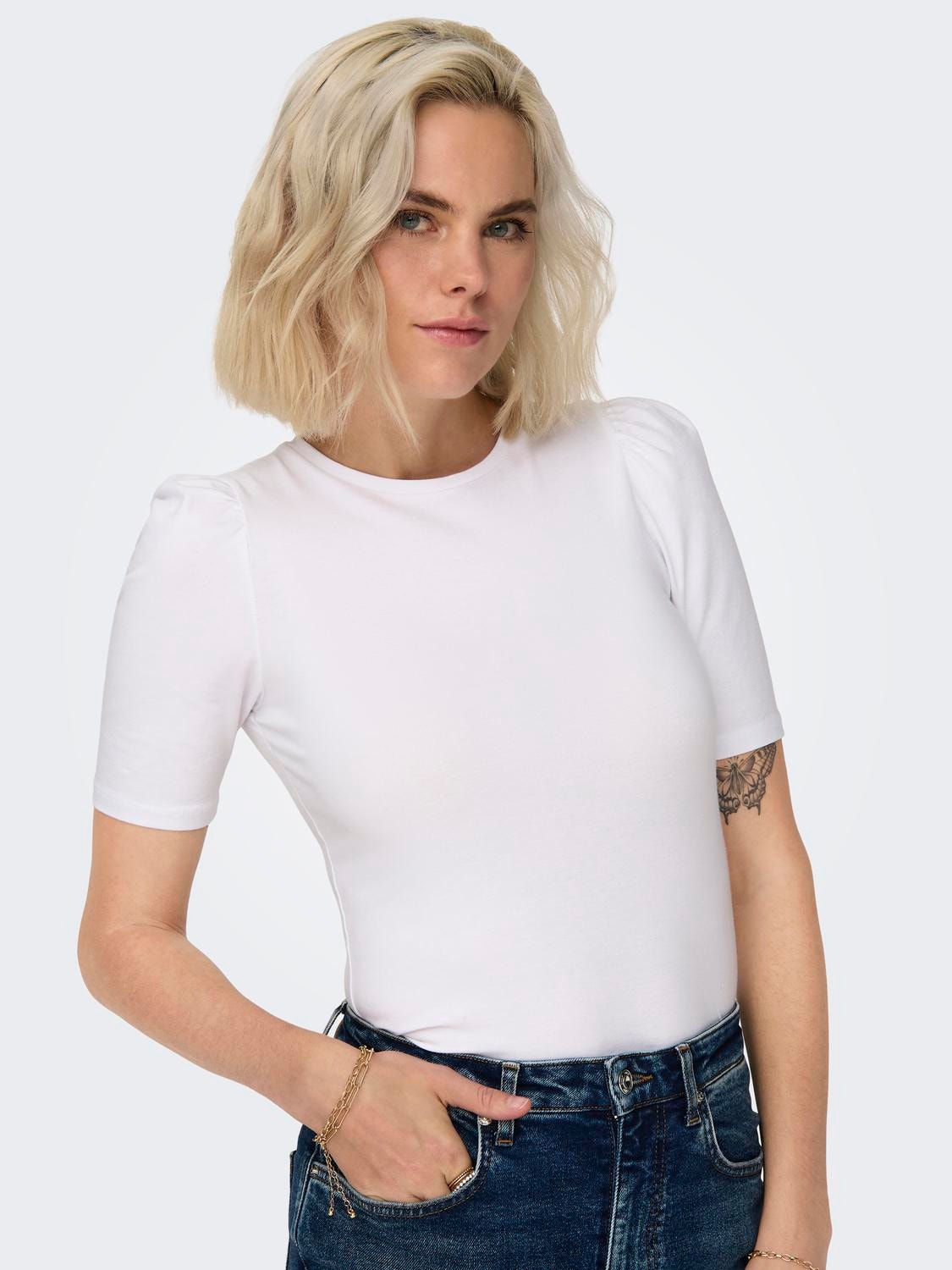 ONLY O-hals top -White - 15282484