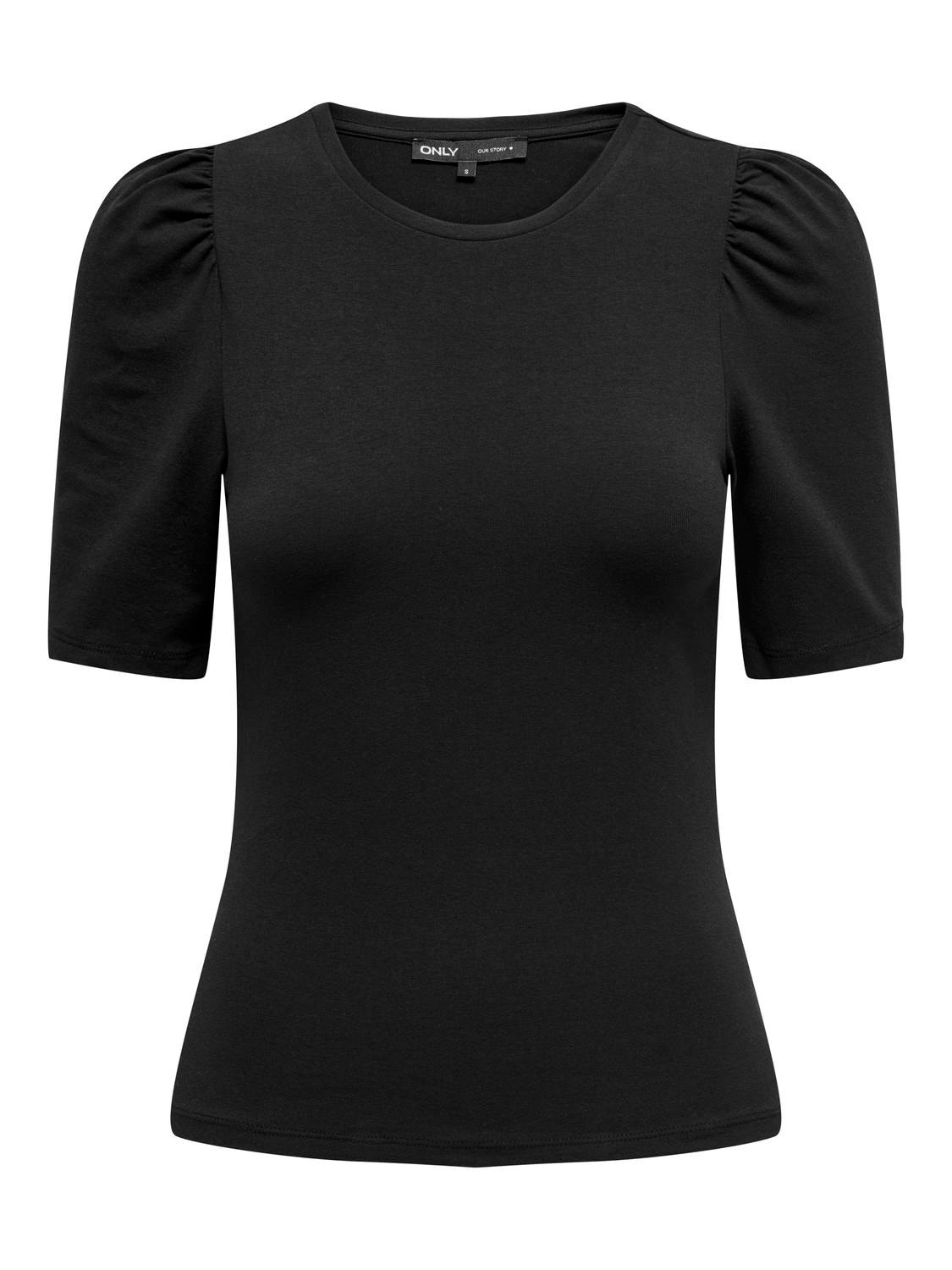 ONLY Regular fit O-hals Pofmouwen Top -Black - 15282484