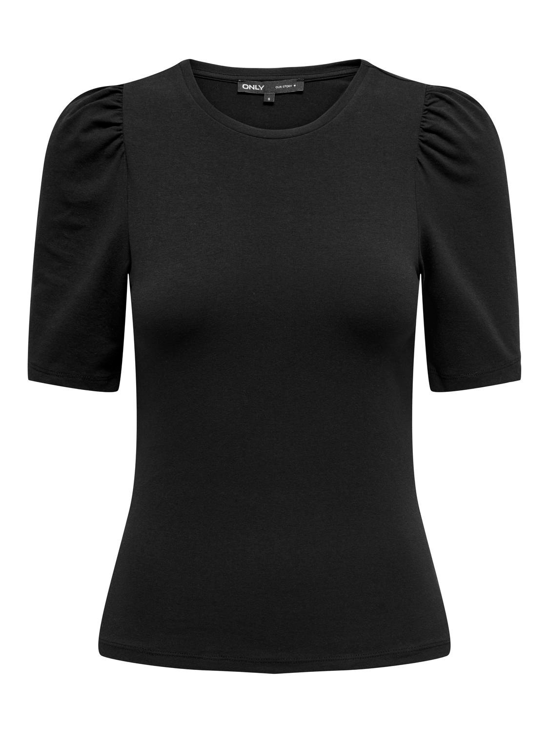 ONLY Regular fit O-pääntie Puhvihihat Topit -Black - 15282484