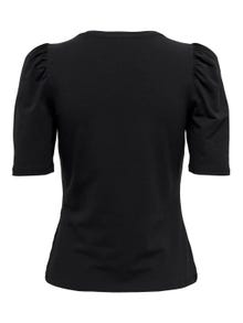 ONLY Regular Fit Round Neck Puff sleeves Top -Black - 15282484