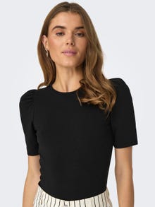 ONLY Tops Regular Fit Col rond Manches bouffantes -Black - 15282484