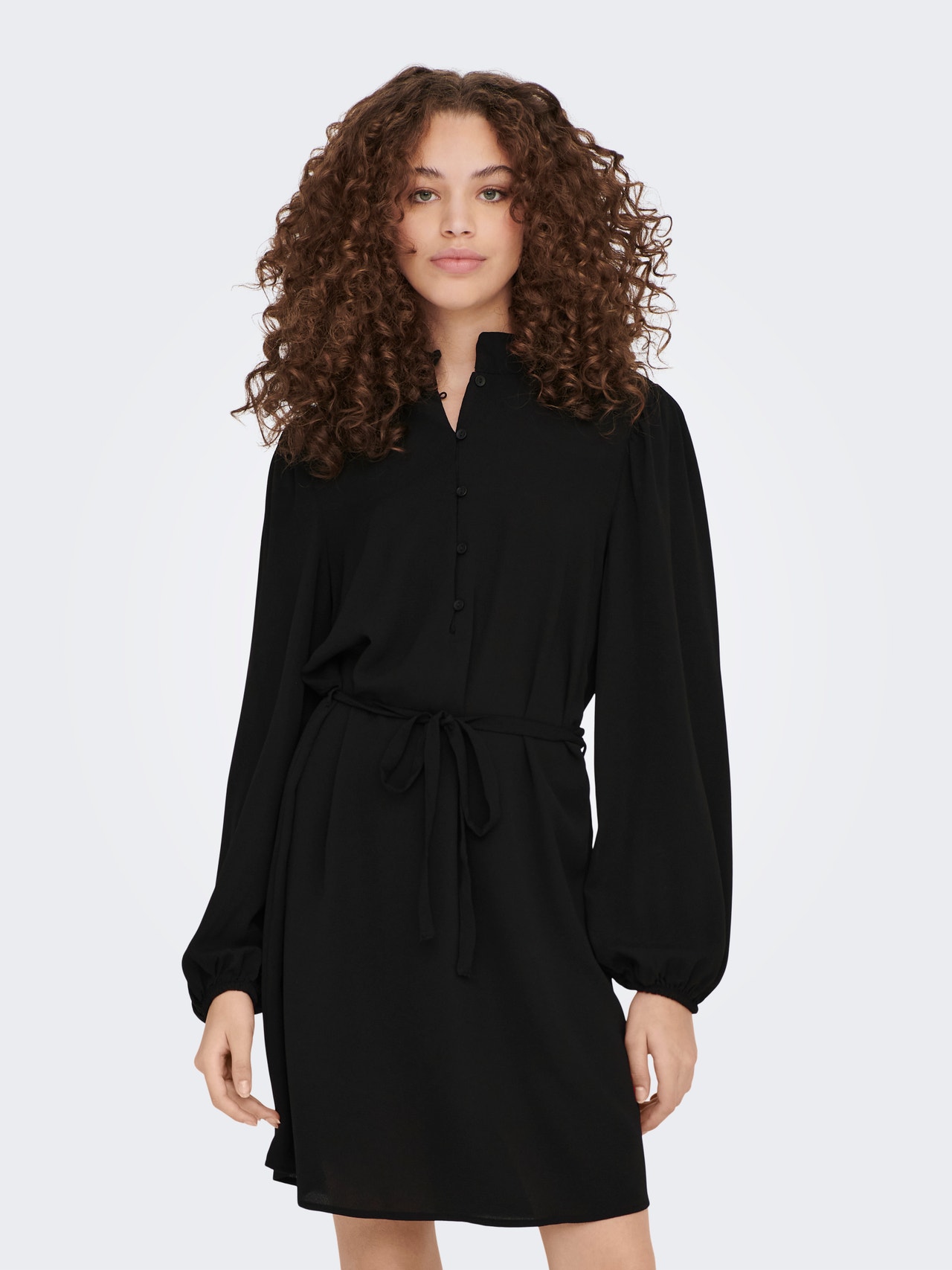 ONLY Normal geschnitten Mandarin Kragen Kurzes Kleid -Black - 15282546