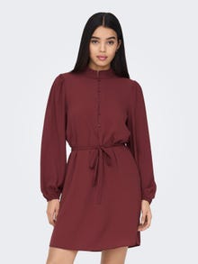 ONLY Långärmad Skjortklänning -Oxblood Red - 15282546