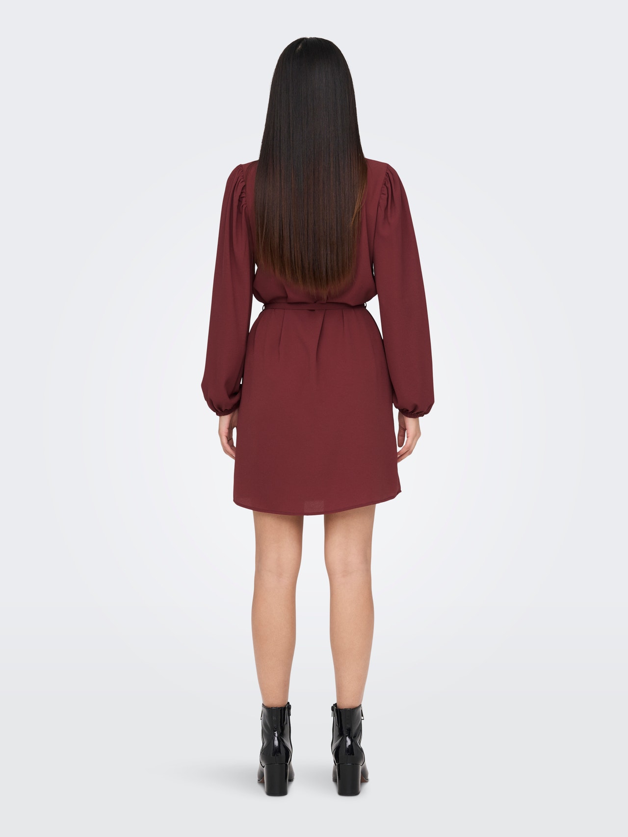 ONLY Regular fit Chinese boord Korte jurk -Oxblood Red - 15282546