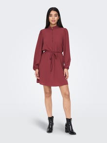 ONLY Long sleeved Shirt dress -Oxblood Red - 15282546