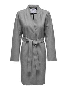 ONLY Tie belt coat -Medium Grey Melange - 15282569