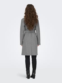 ONLY Frakke med bindebånd -Medium Grey Melange - 15282569