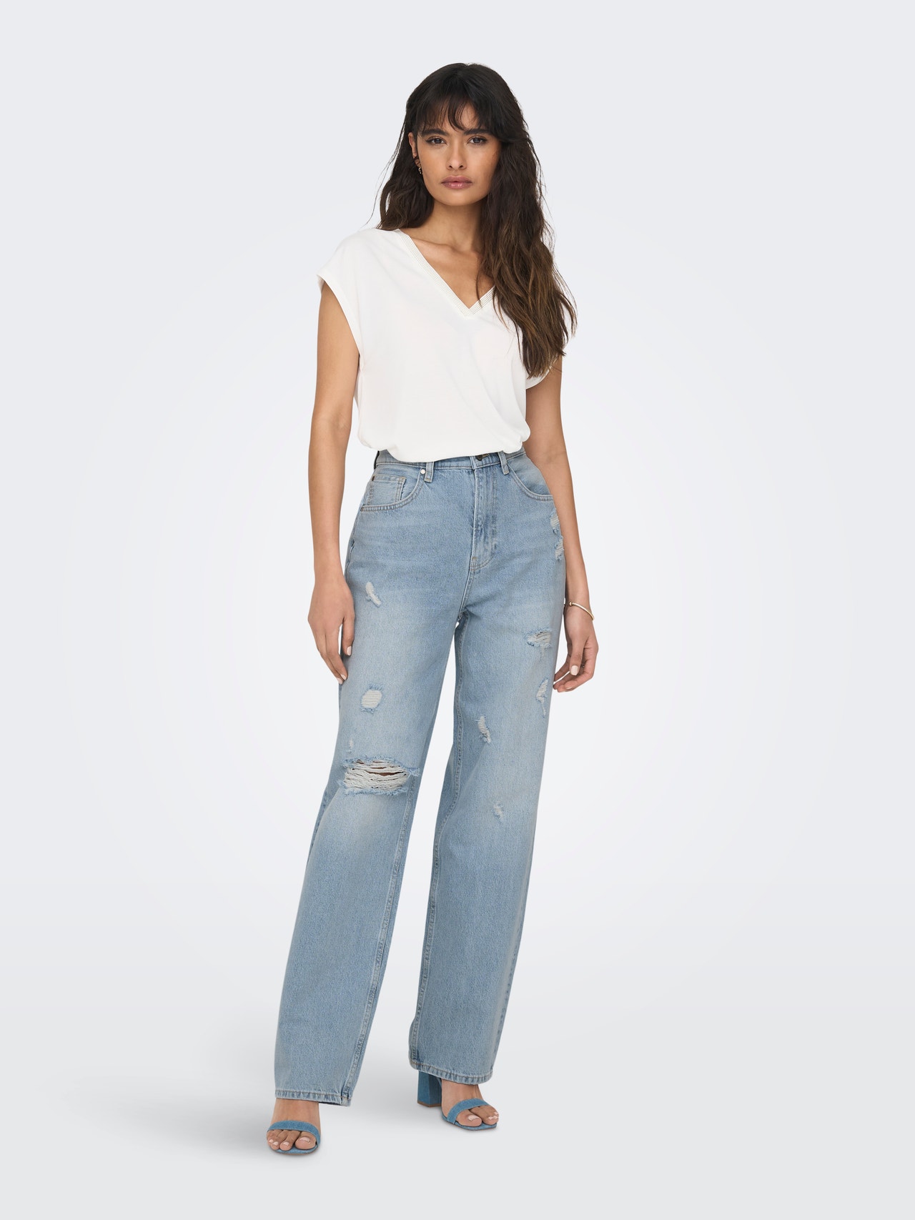 ONLY Straight Fit Extra high waist Jeans -Light Blue Denim - 15282727