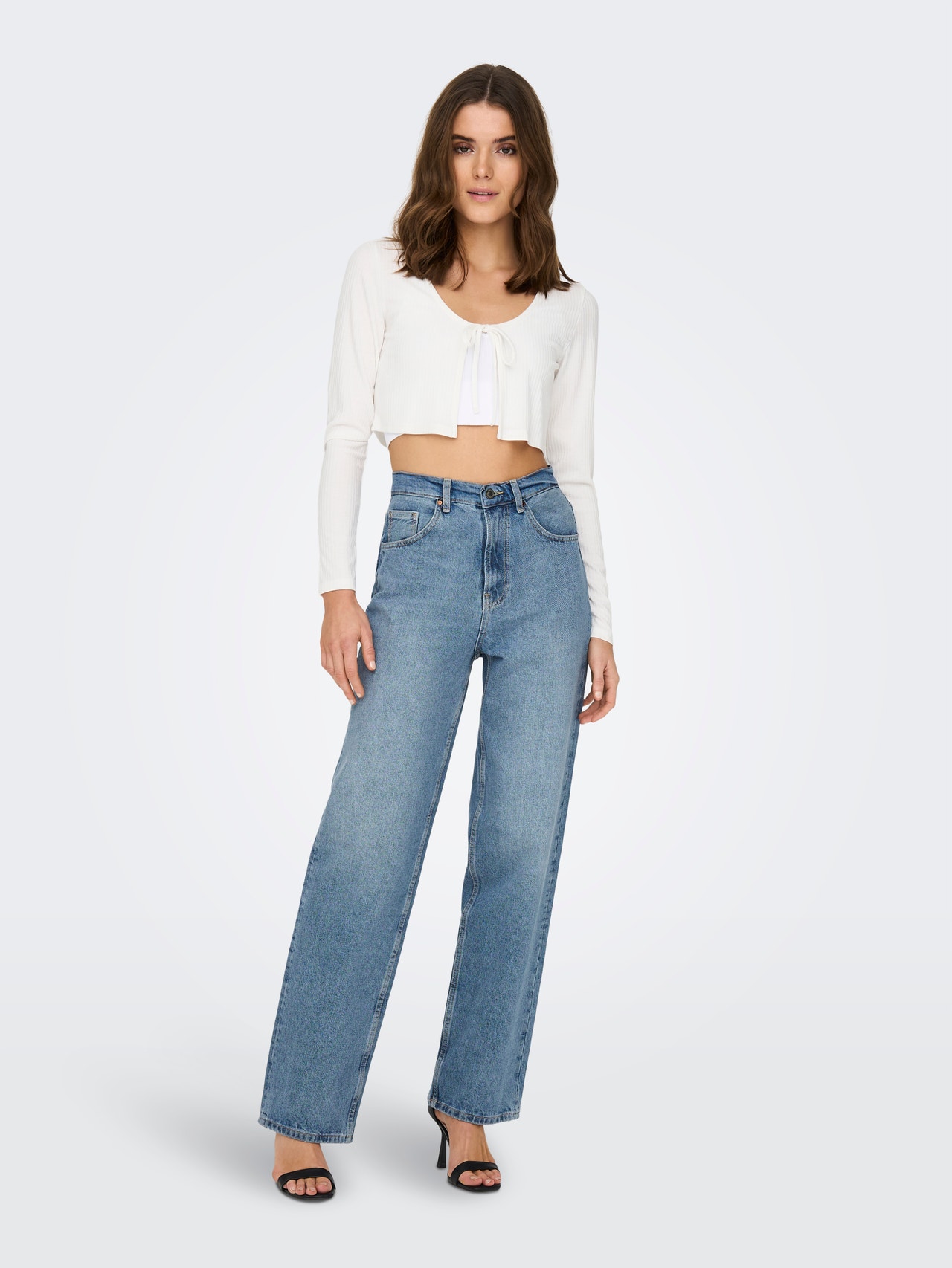 Straight Fit Extra high waist Jeans, Medium Blue