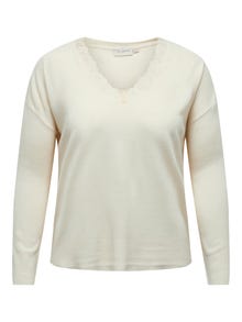 ONLY V-ringning Curve Pullover -Pumice Stone - 15282843