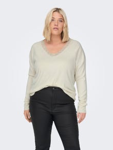 ONLY V-ringning Curve Pullover -Pumice Stone - 15282843