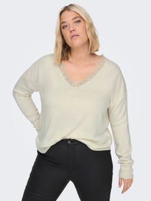 ONLY V-Hals Curve Pullover -Pumice Stone - 15282843