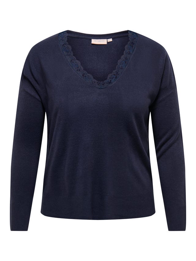 ONLY Curvy V-neck Knitted Pullover - 15282843