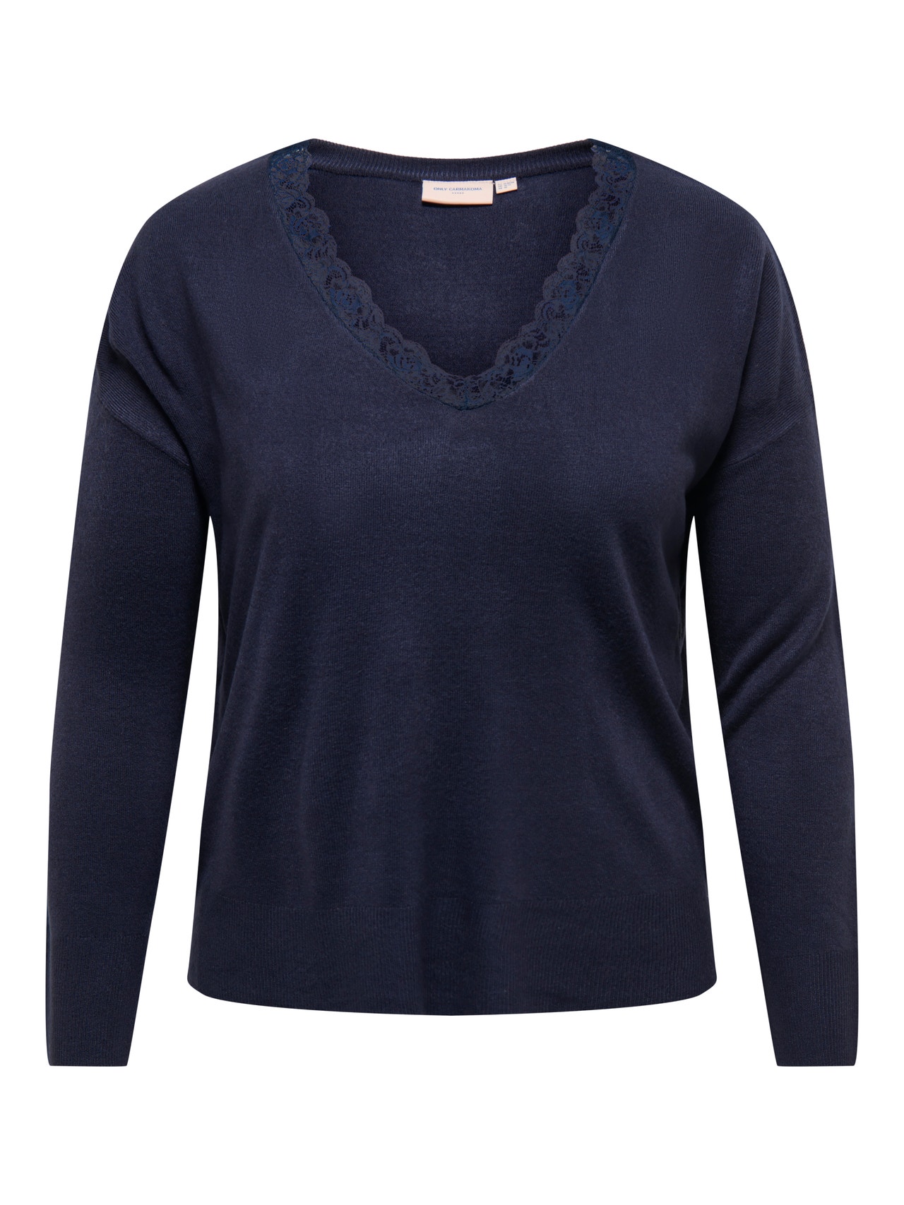 ONLY Curvy V-neck Knitted Pullover -Night Sky - 15282843