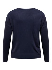 ONLY Curvy V-neck Knitted Pullover -Night Sky - 15282843