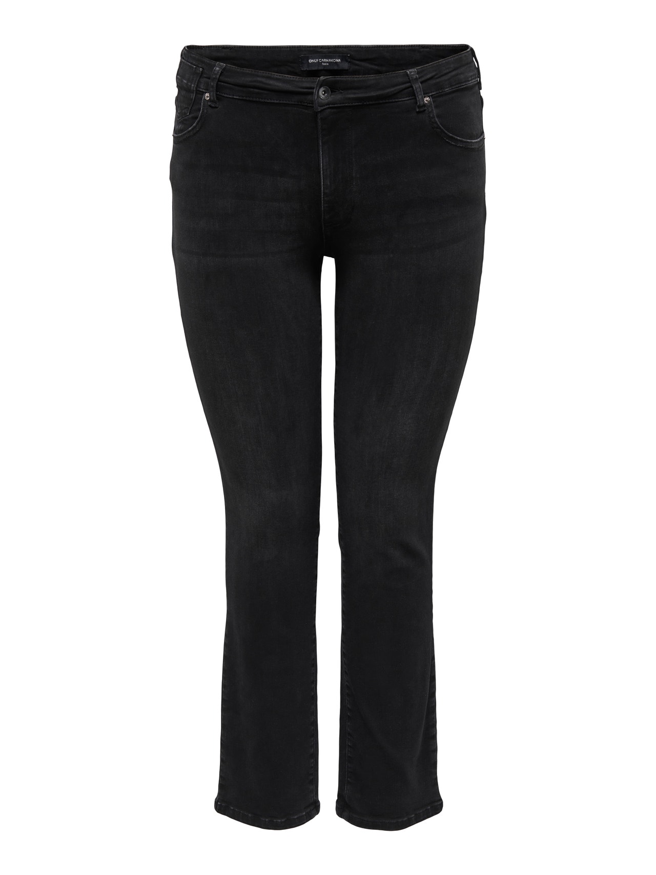 ONLY CARALICIA REGULAR WAIST STRAIGHT JEANS -Washed Black - 15282949
