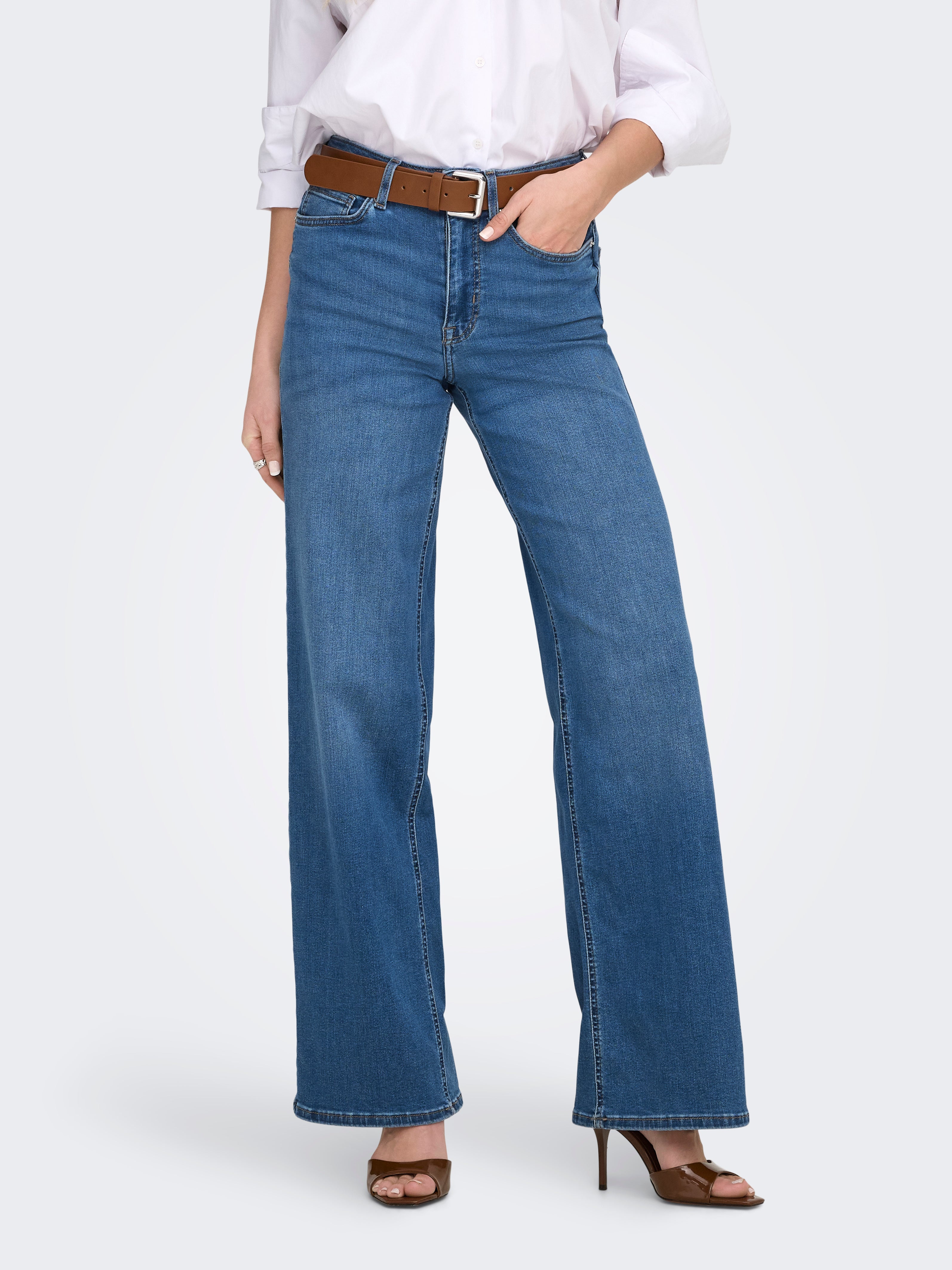 Onlmadison Hohe Taille Weiter Beinschnitt Jeans