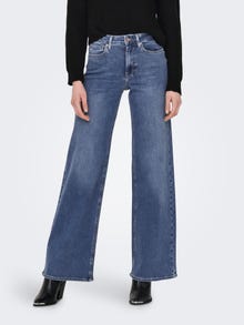 ONLY Weiter Beinschnitt Hohe Taille Jeans -Medium Blue Denim - 15282980