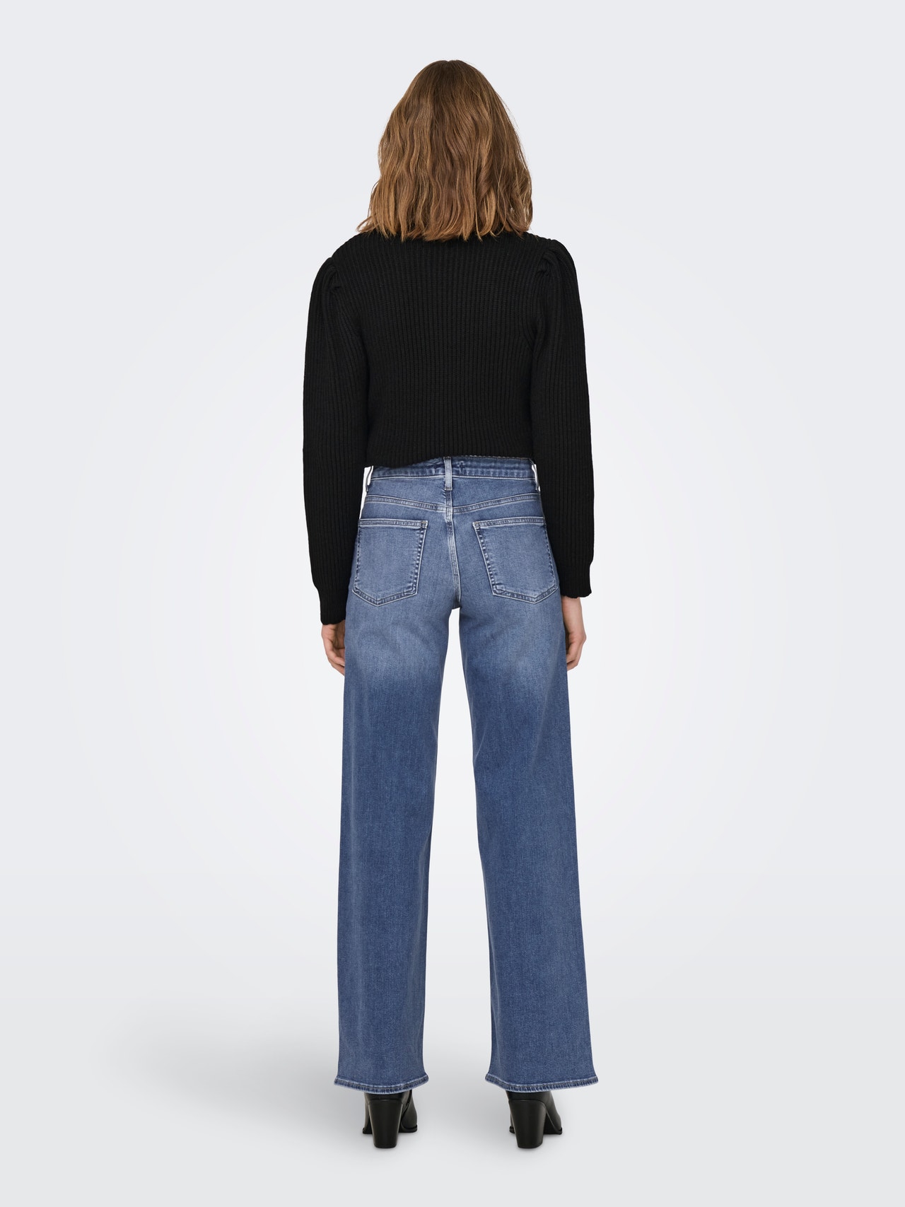 ONLY Jeans Wide Leg Fit Taille haute -Medium Blue Denim - 15282980