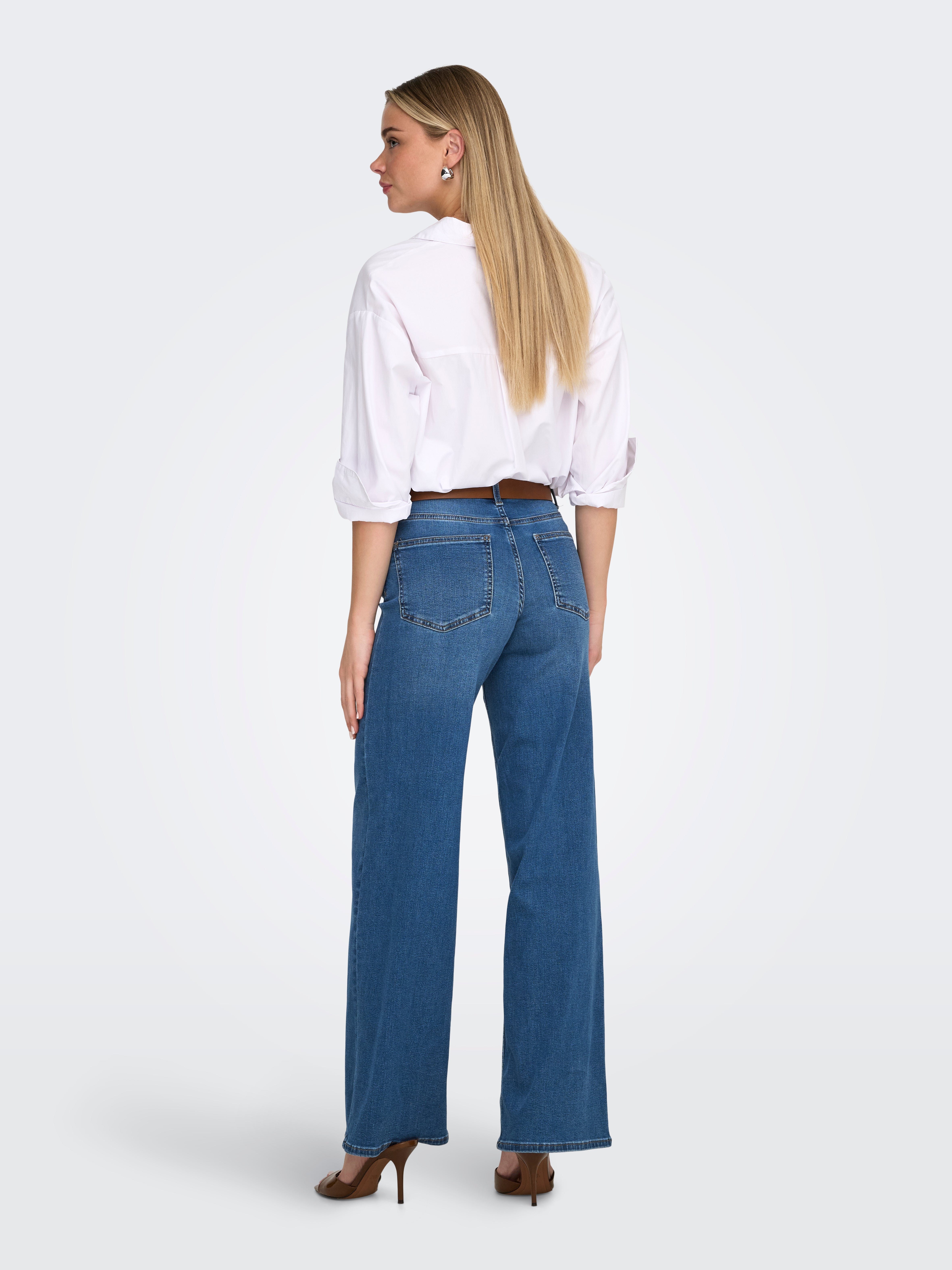 ONLMADISON Hohe Taille Weiter Beinschnitt Jeans | Mittelblau | ONLY®