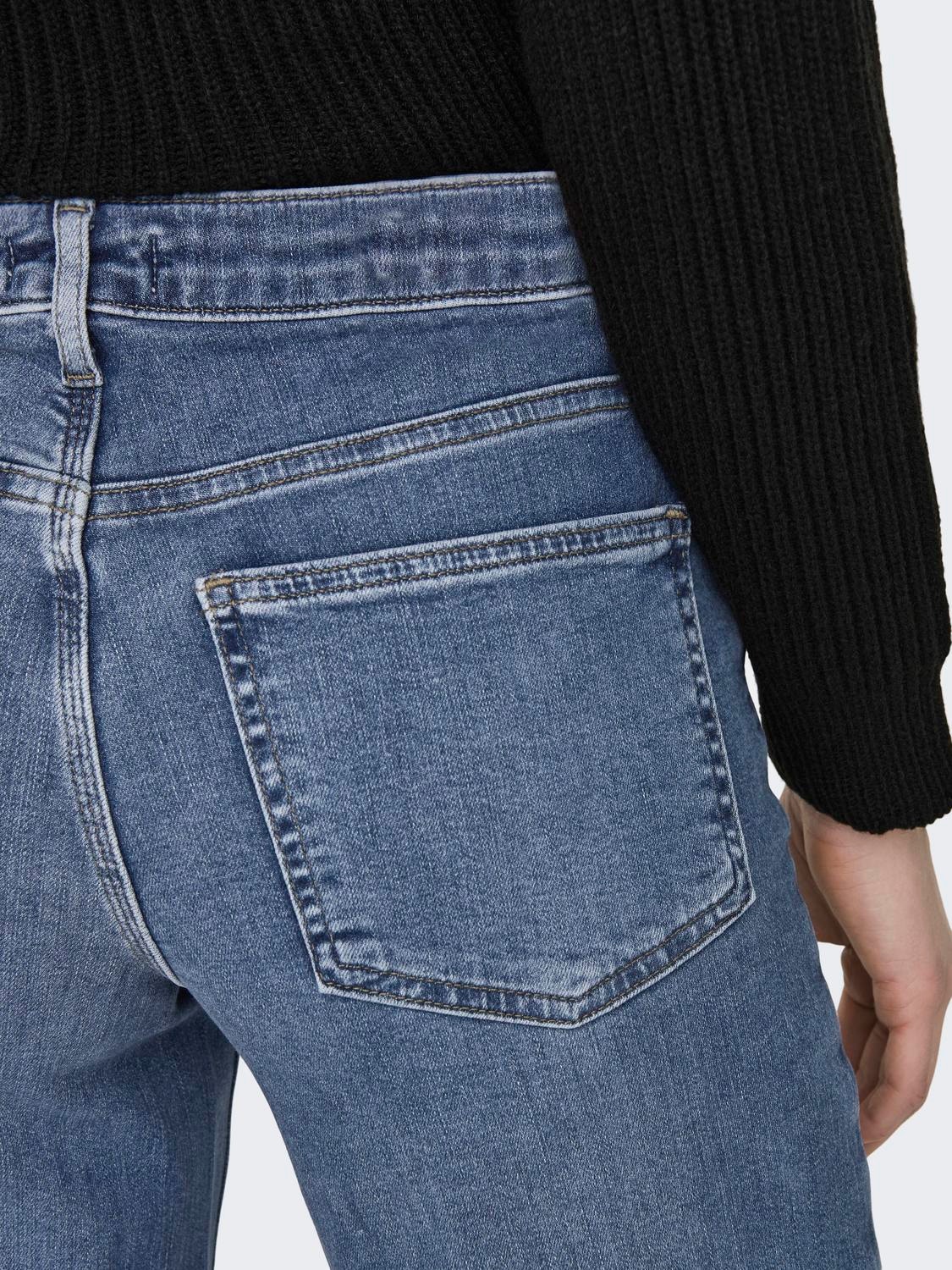 ONLY Weiter Beinschnitt Hohe Taille Jeans -Medium Blue Denim - 15282980