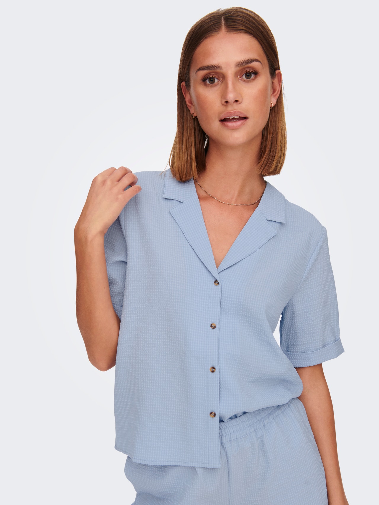 ONLY Camisas Corte regular Cuello cubano -Brunnera Blue - 15283121