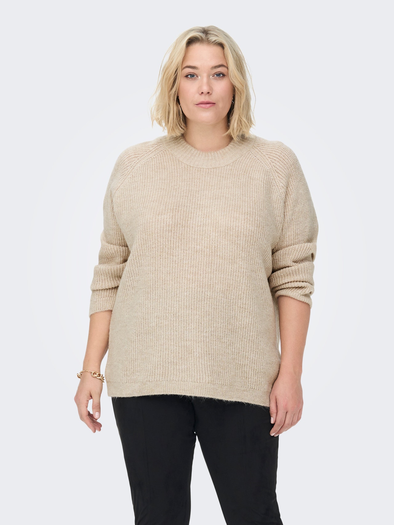 ONLY Curvy - À manches longues Pull en maille -Whitecap Gray - 15283136