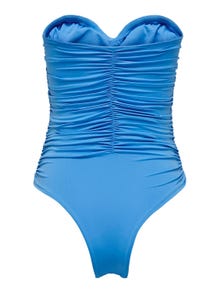 ONLY High Waisted Bandeau Swimsuit -Azure Blue - 15283166