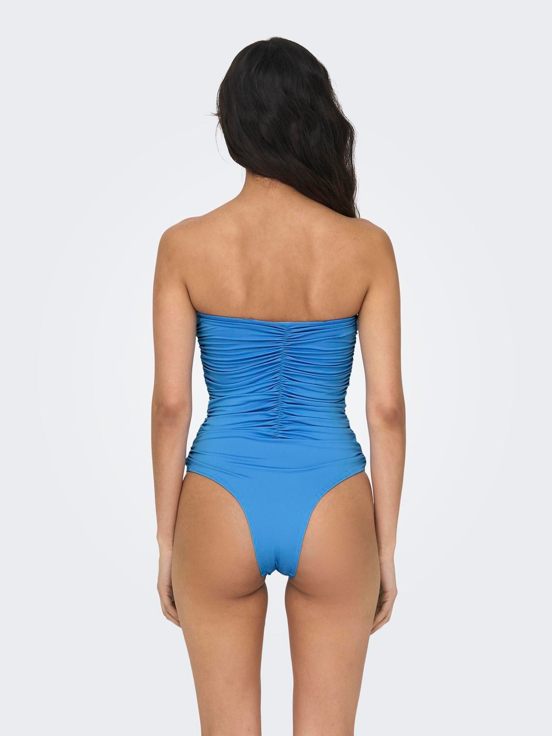 ONLY High Waisted Bandeau Swimsuit -Azure Blue - 15283166