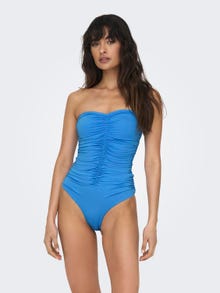 ONLY High waist Off-shoulder Zwemkleding -Azure Blue - 15283166