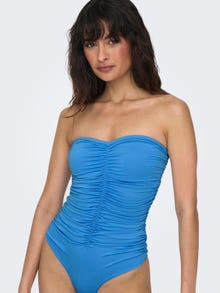 ONLY High waist Off shoulder Swimwear -Azure Blue - 15283166