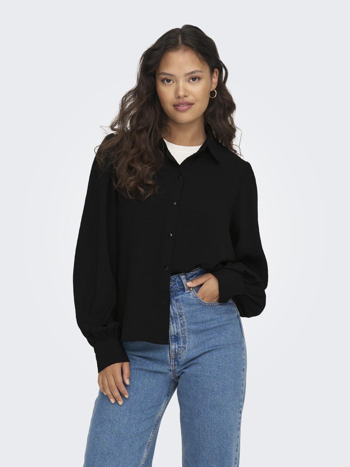 ONLY Shirt with volume sleeves -Black - 15283183