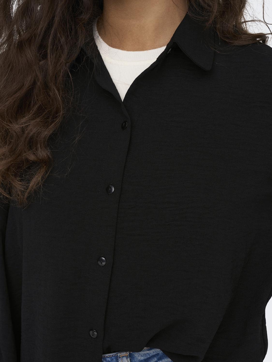 ONLY Regular fit Overhemd kraag Manchetten met knoop Volumineuze mouwen Overhemd -Black - 15283183
