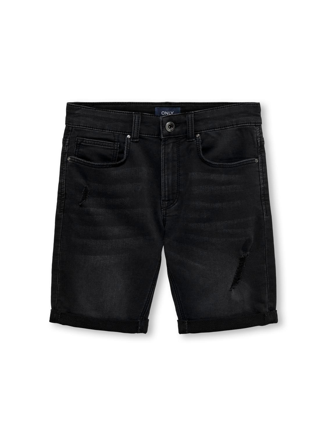 ONLY Normal passform Uppvikta fållar Shorts -Washed Black - 15283199