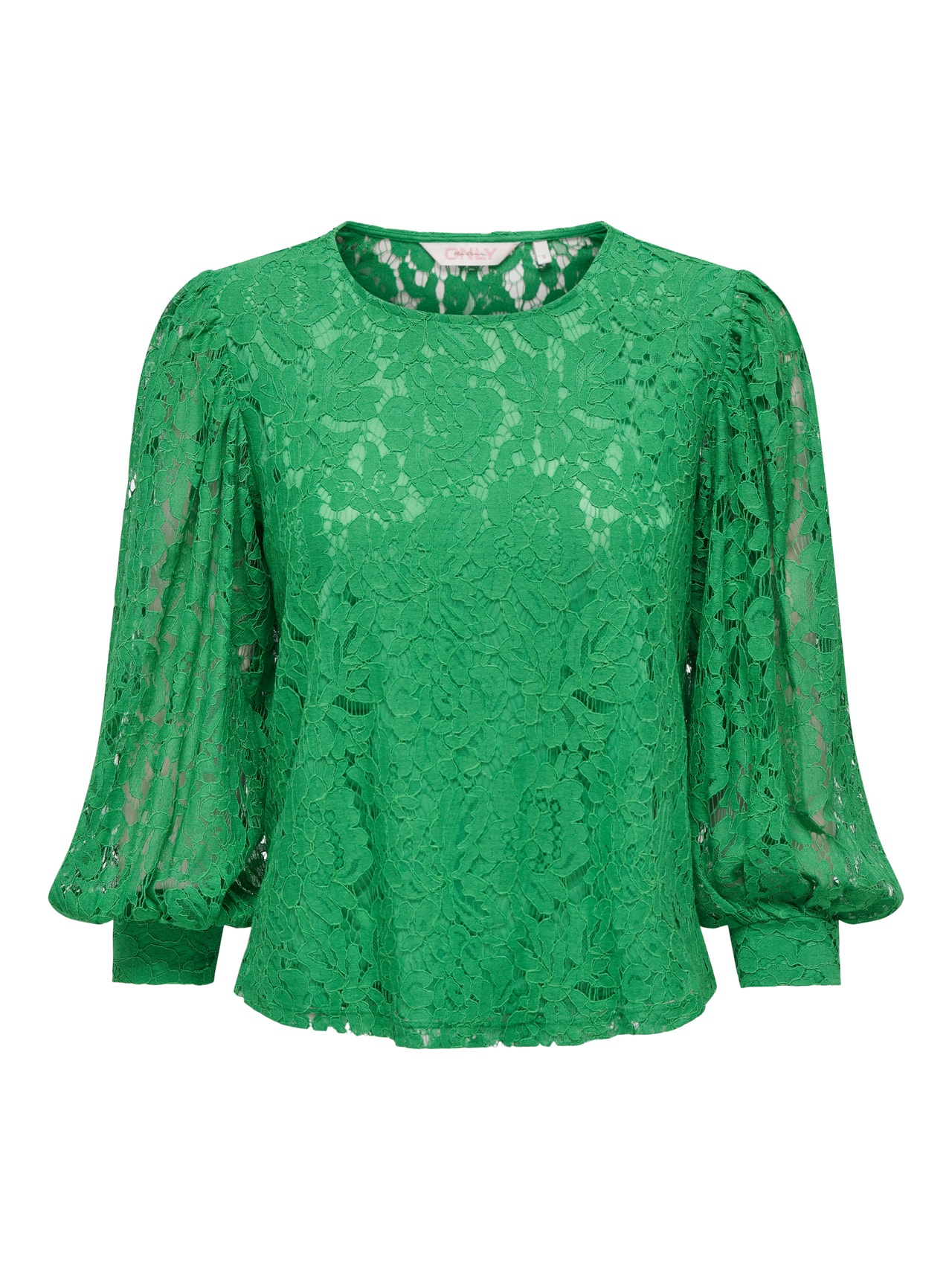 ONLY Lace top with balloon sleeves -Green Bee - 15283271