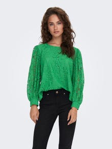 ONLY Lace top with balloon sleeves -Green Bee - 15283271