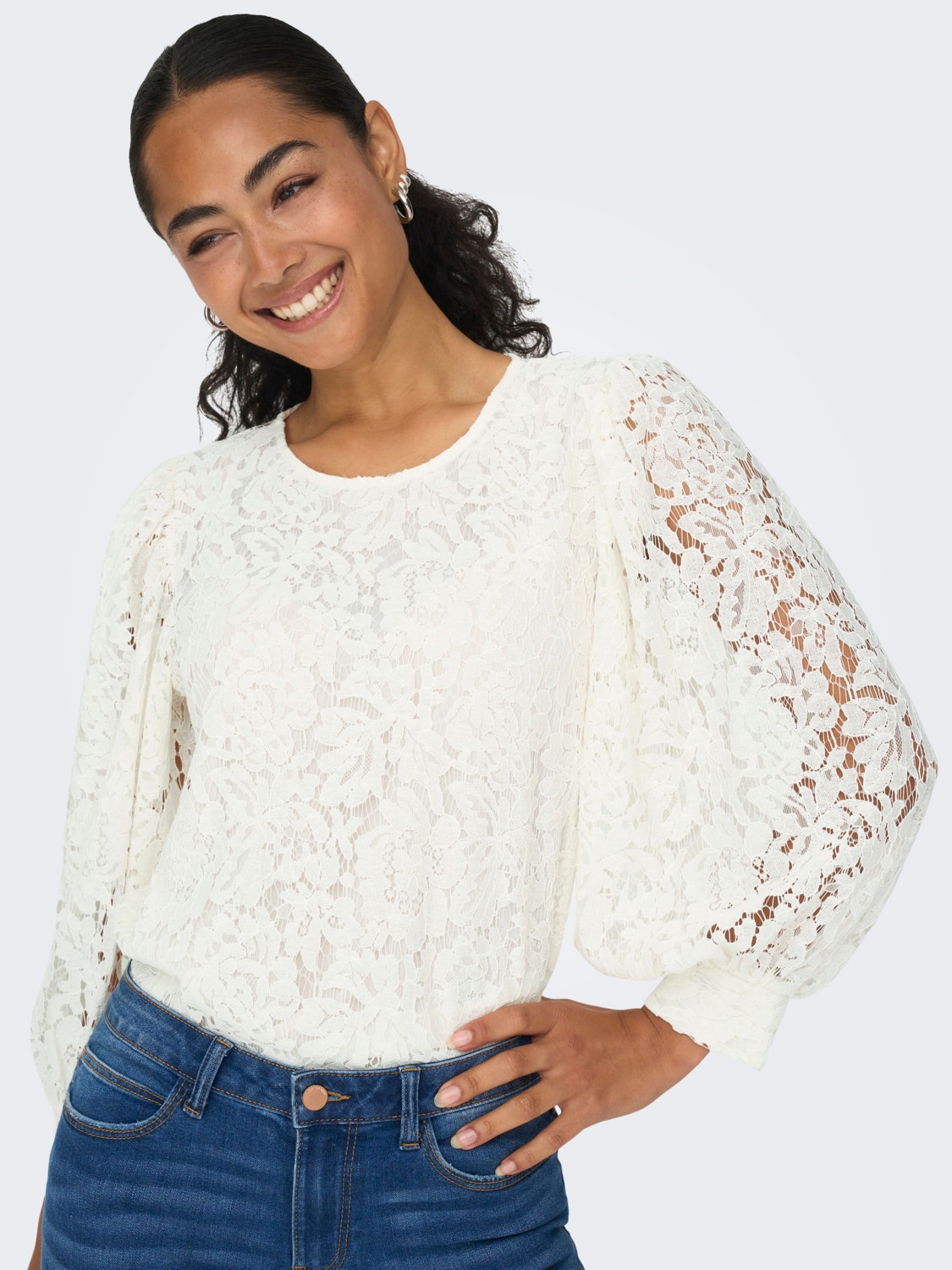 ONLY Regular fit Boothals Top -Creme - 15283271
