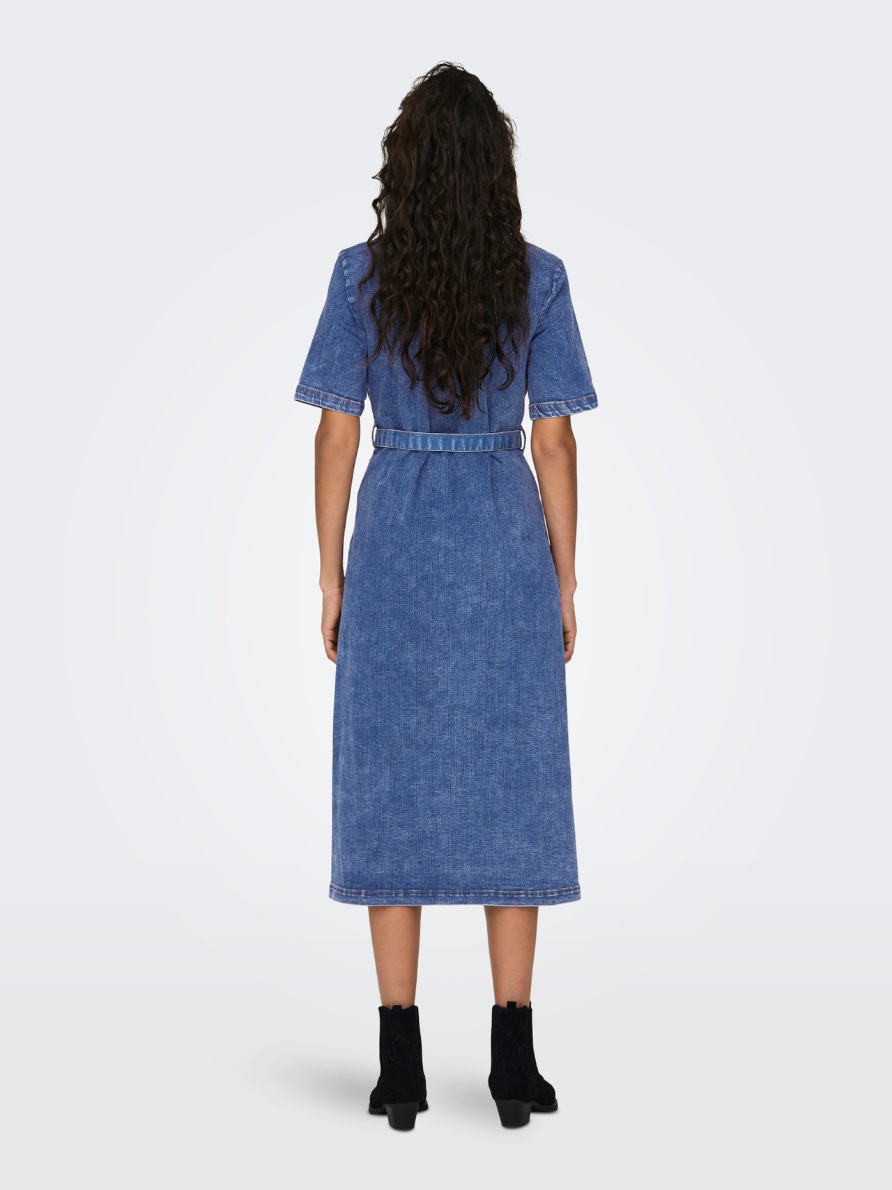 ONLY Lös passform O-ringning Kort klänning -Medium Blue Denim - 15283308