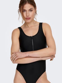 ONLY Sporty Zip Swimsuit -Black - 15283309