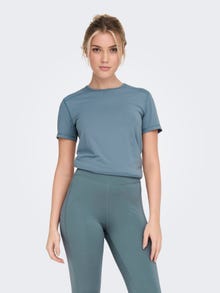 ONLY Ensfarvet Trænings-T-shirt -Blue Mirage - 15283412