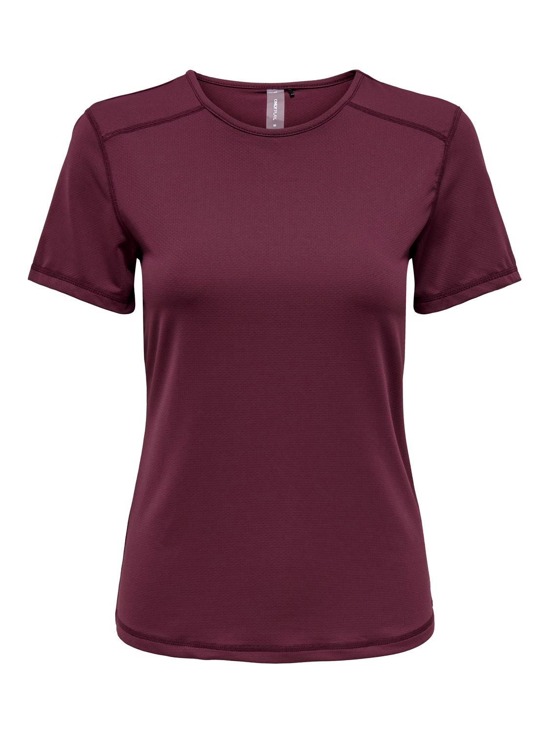 ONLY Slim Fit Round Neck Top -Windsor Wine - 15283412