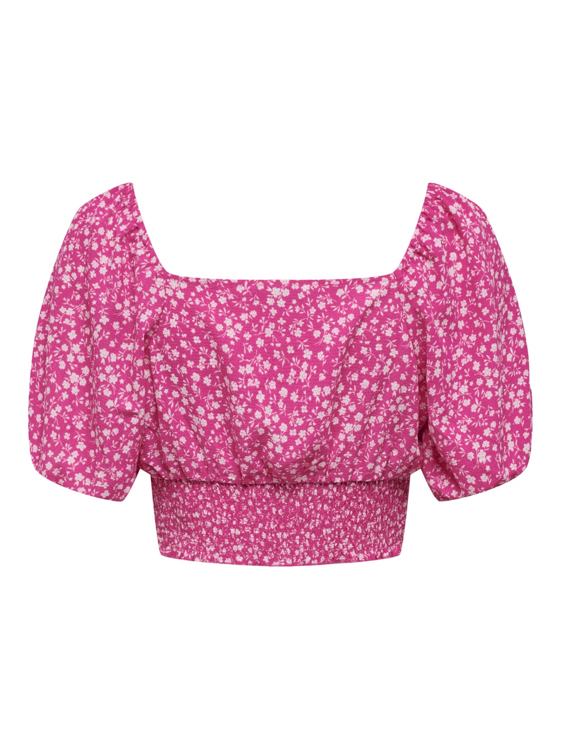 ONLY Cropped Top med Pufærmer -Very Berry - 15283645