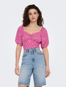 ONLY Cropped Top med Pufærmer -Very Berry - 15283645